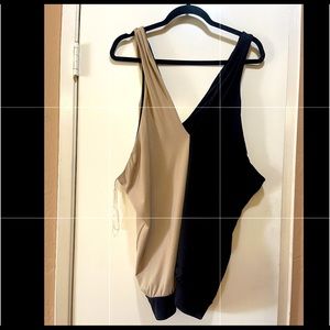 LANE BRYANT LIKE NEW Two toned cross neck size dressy: 18/20-  Stretch tank top.